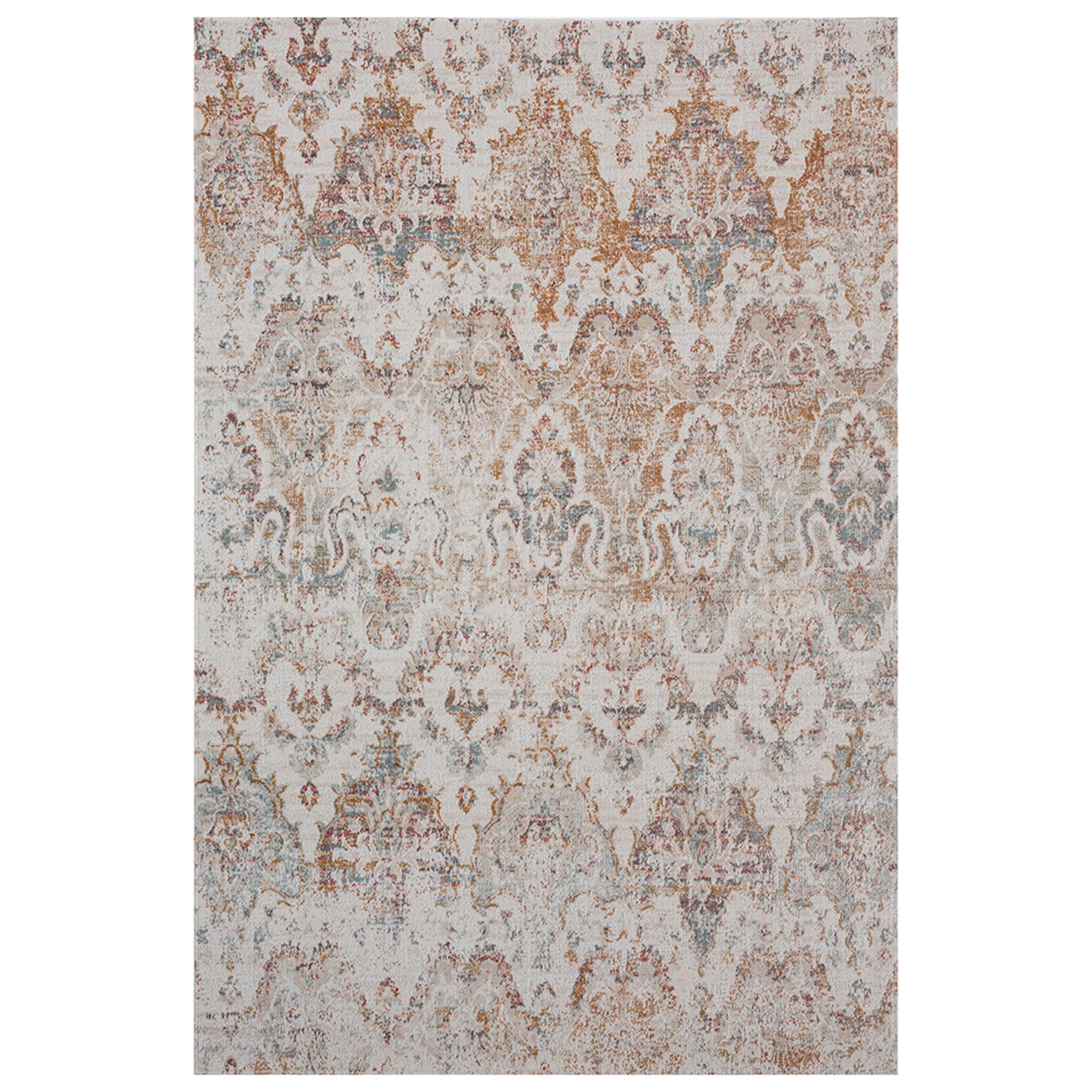 Reversible Blue Synthetic 94"x63" Easy-Care Area Rug