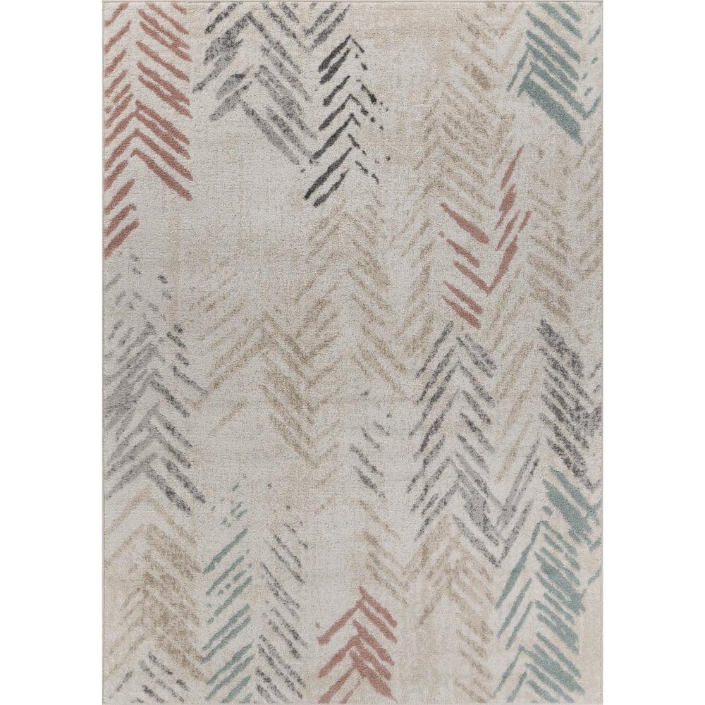 Ox Bay Arrows Distressed 5x8 Multi-color Chevron Herringbone Area Rug