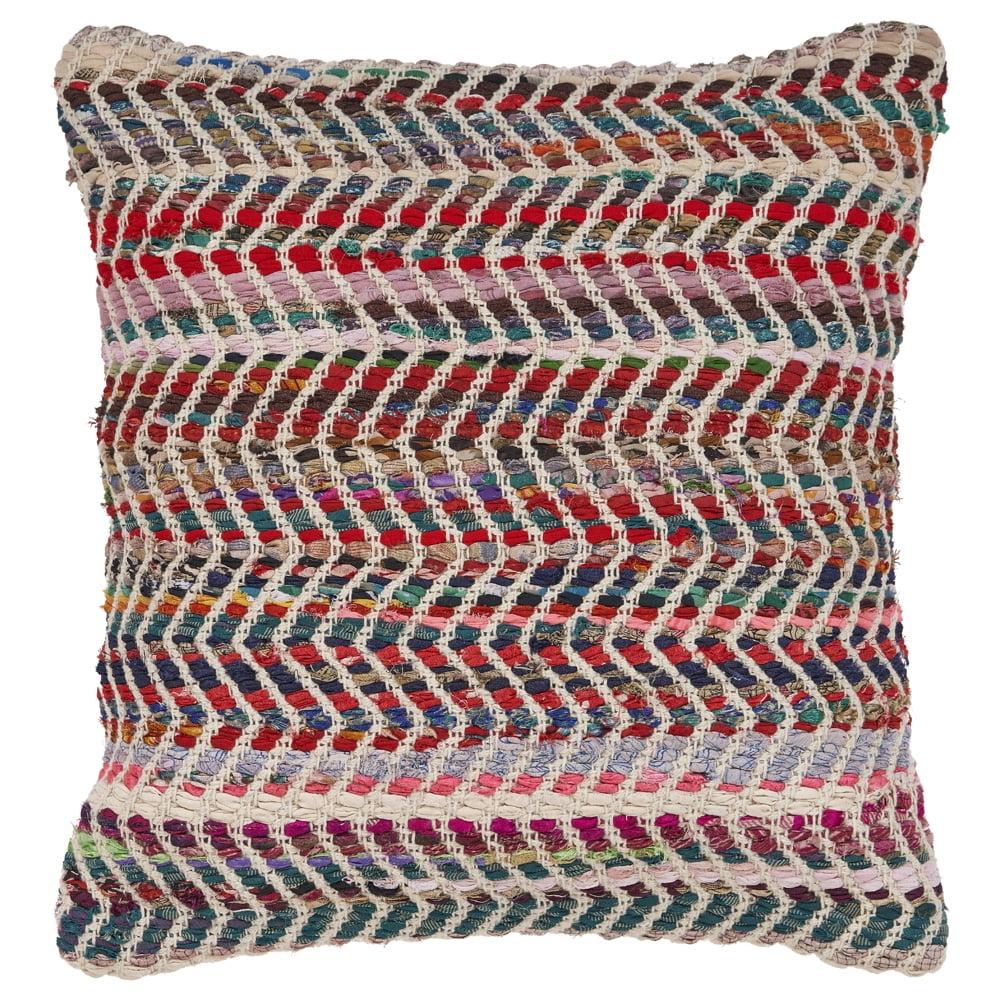 Multicolor Chevron Woven Square Throw Pillow 18"