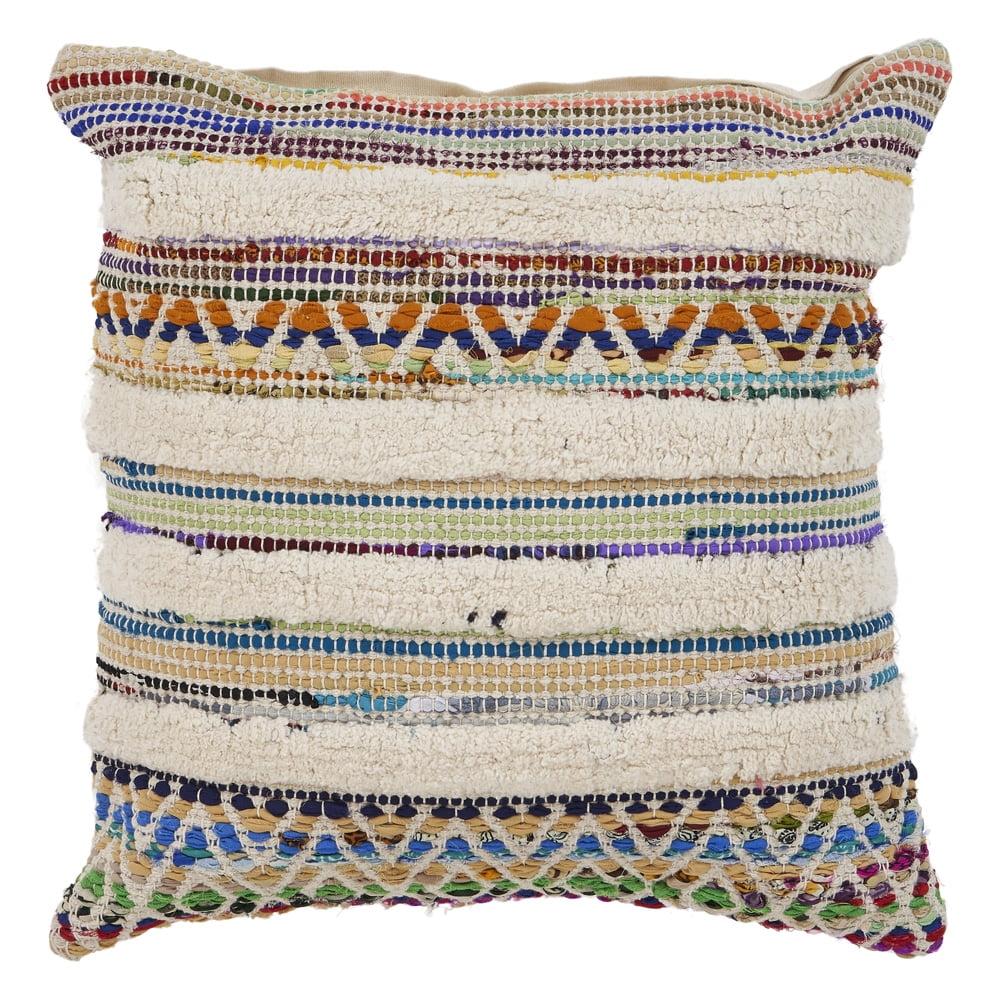 Evette Rios Dahlia Bohemian Multicolor Chevron Striped Chindi Handmade Pillow