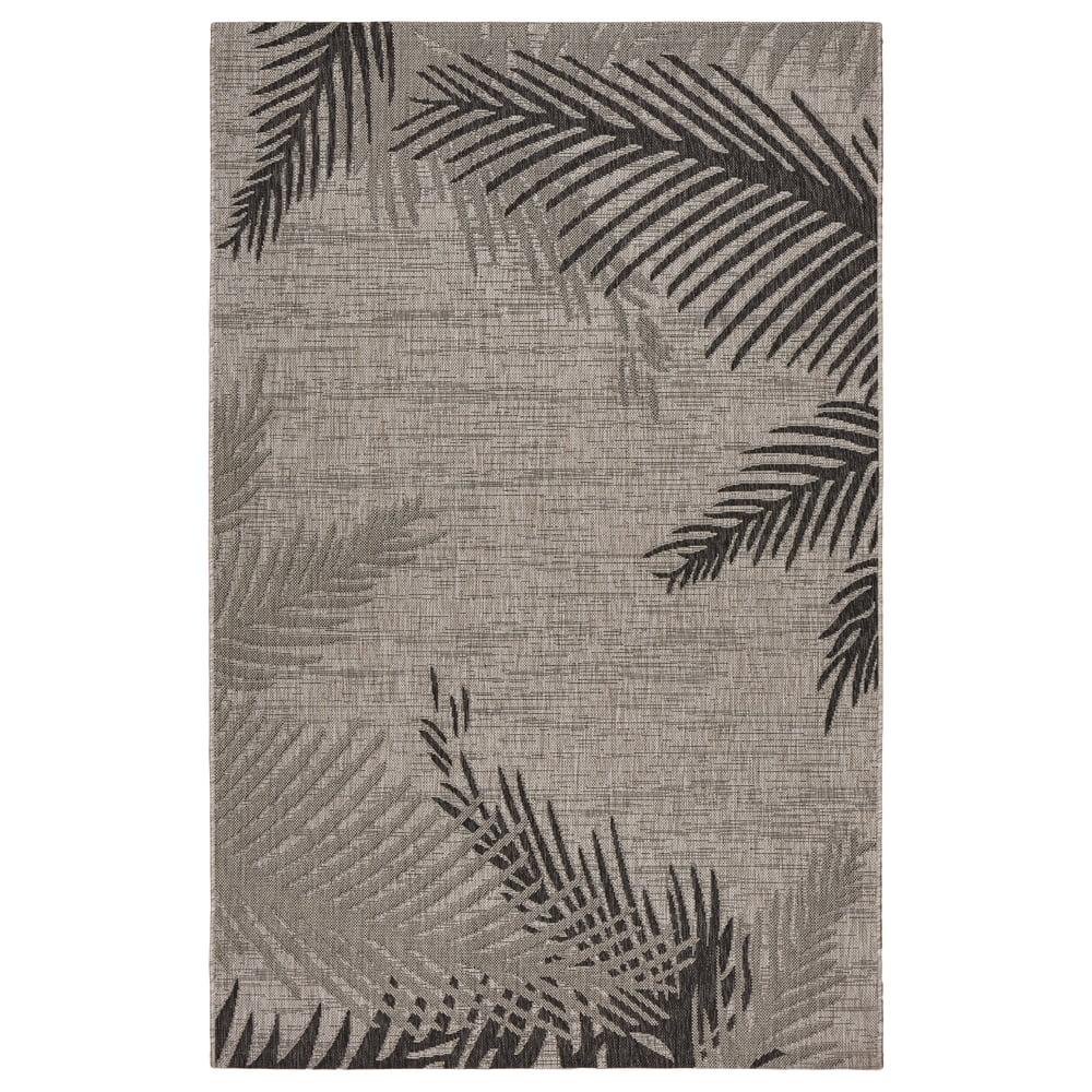 Ox Bay Carmindy 7'9" x 9'5" Black Tropical Palms Indoor/Outdoor Area Rug