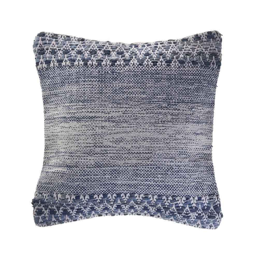 Blue and Ivory Chevron Textured Square Throw Pillow, 20 in