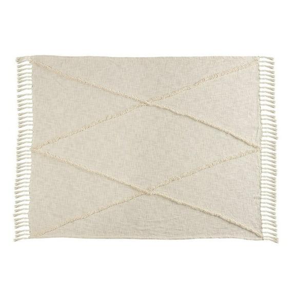 Evette Rios Sierra Handmade Woven Solid Color Fringed 100% Cotton Throw Blanket
