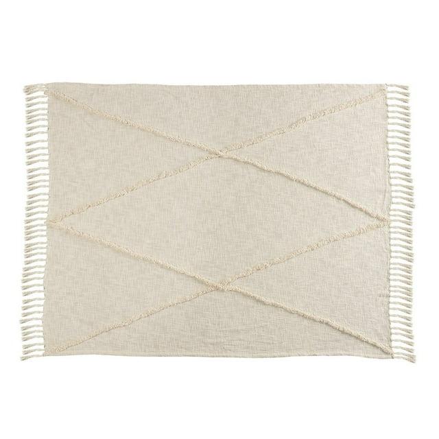 Evette Rios Sierra Handmade Woven Solid Color Fringed 100% Cotton Throw Blanket
