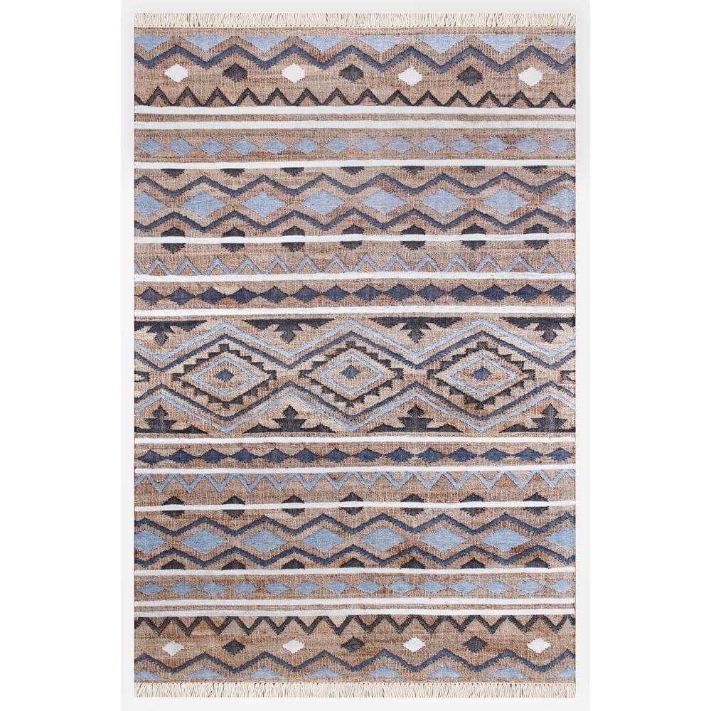 Blue Cotton and Synthetic Flat Woven 8' x 10' Area Rug