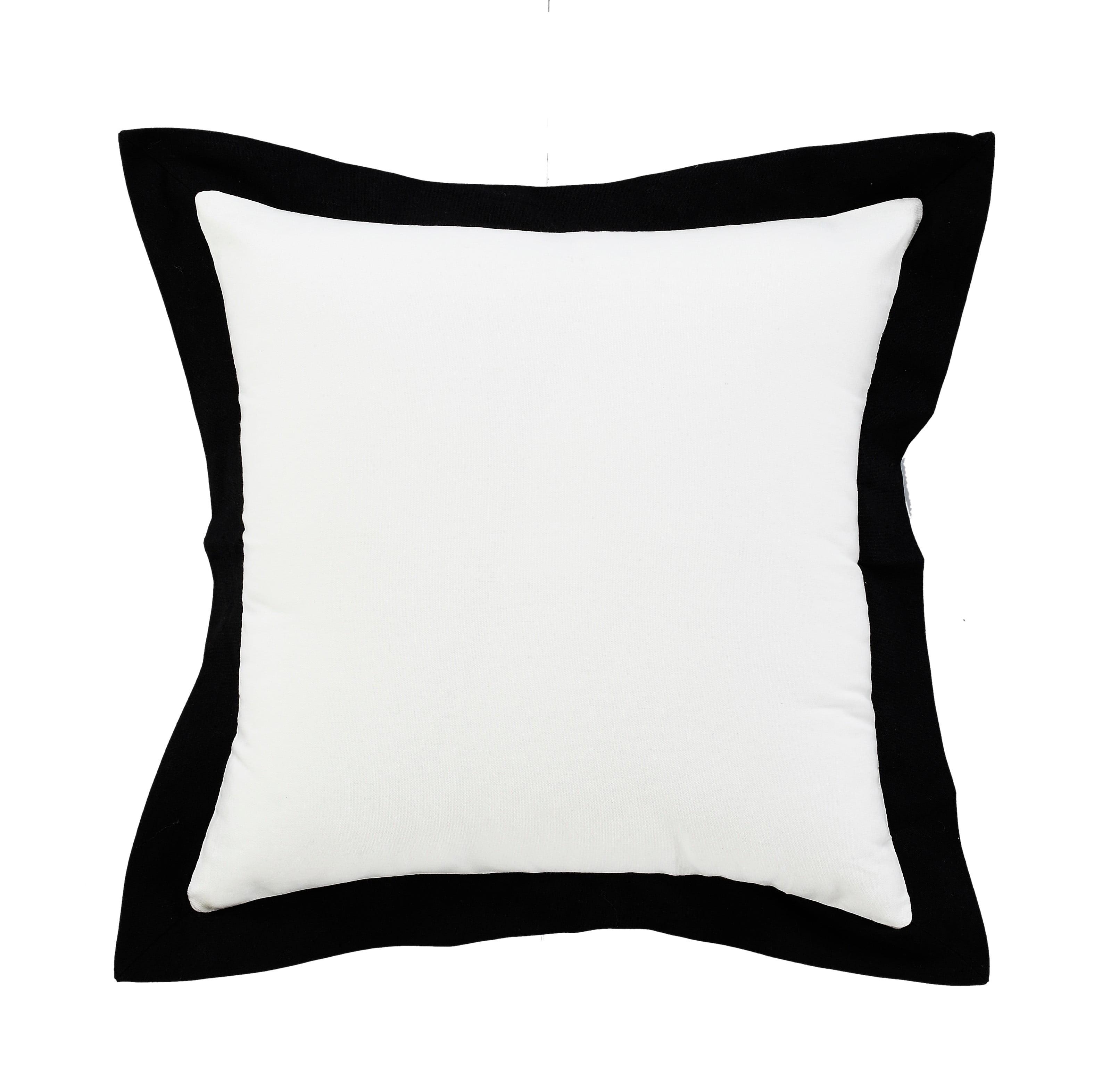 ZeaZu 20" X 20" Black And White 100% Cotton Geometric Zippered Pillow