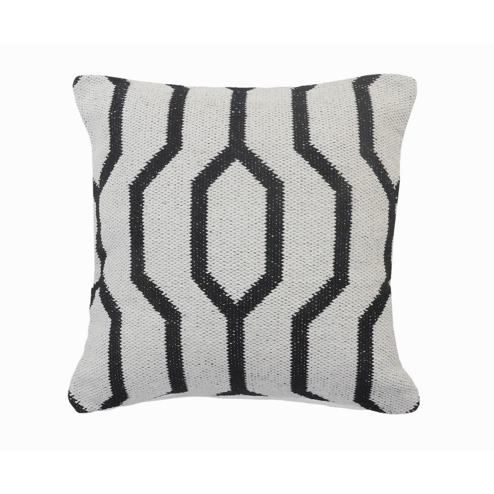 Cozy Geometric Black and White Cotton Square Throw Pillow, 20"