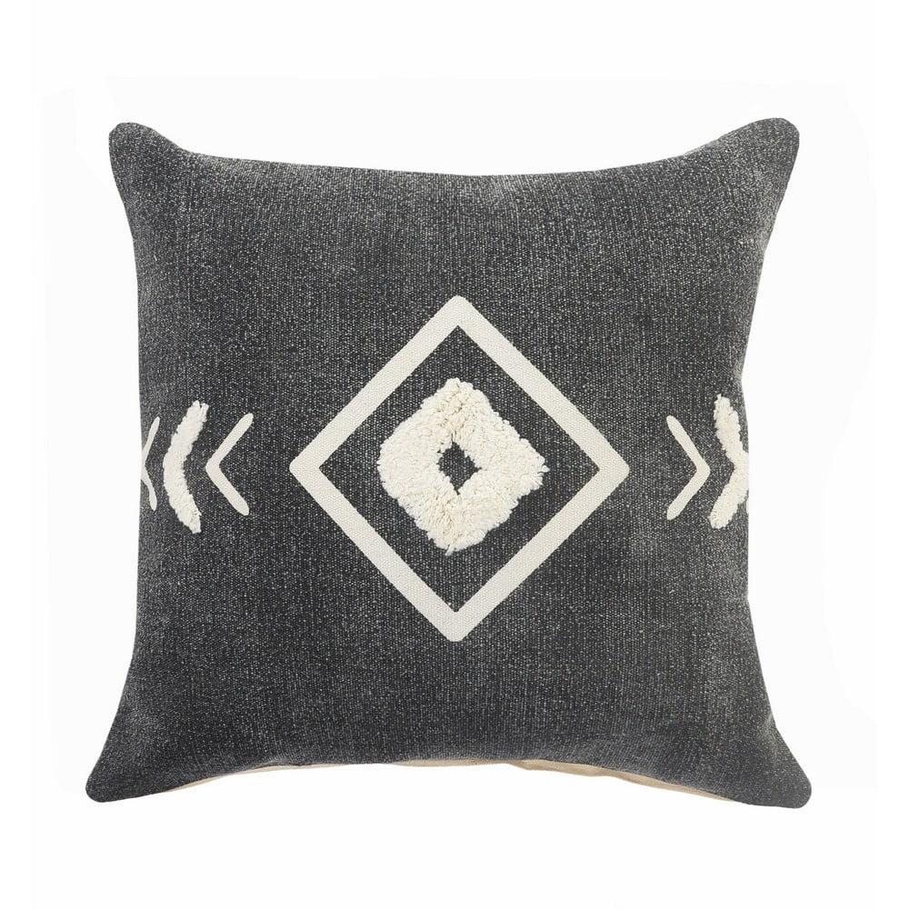 Black and White Geometric Tufted Cotton Throw Pillow, 20 in