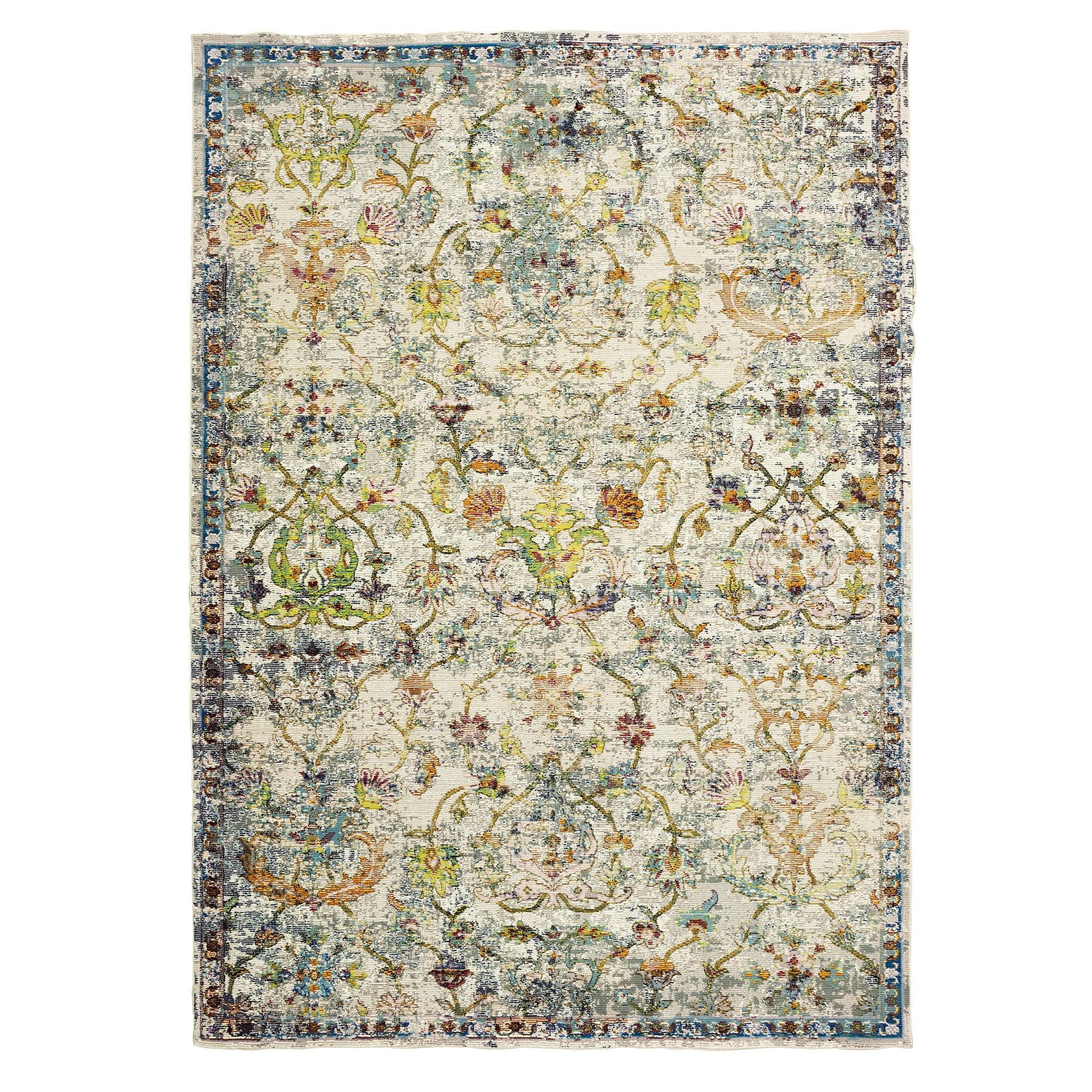 Green Multi 4' x 6' Reversible Synthetic Area Rug