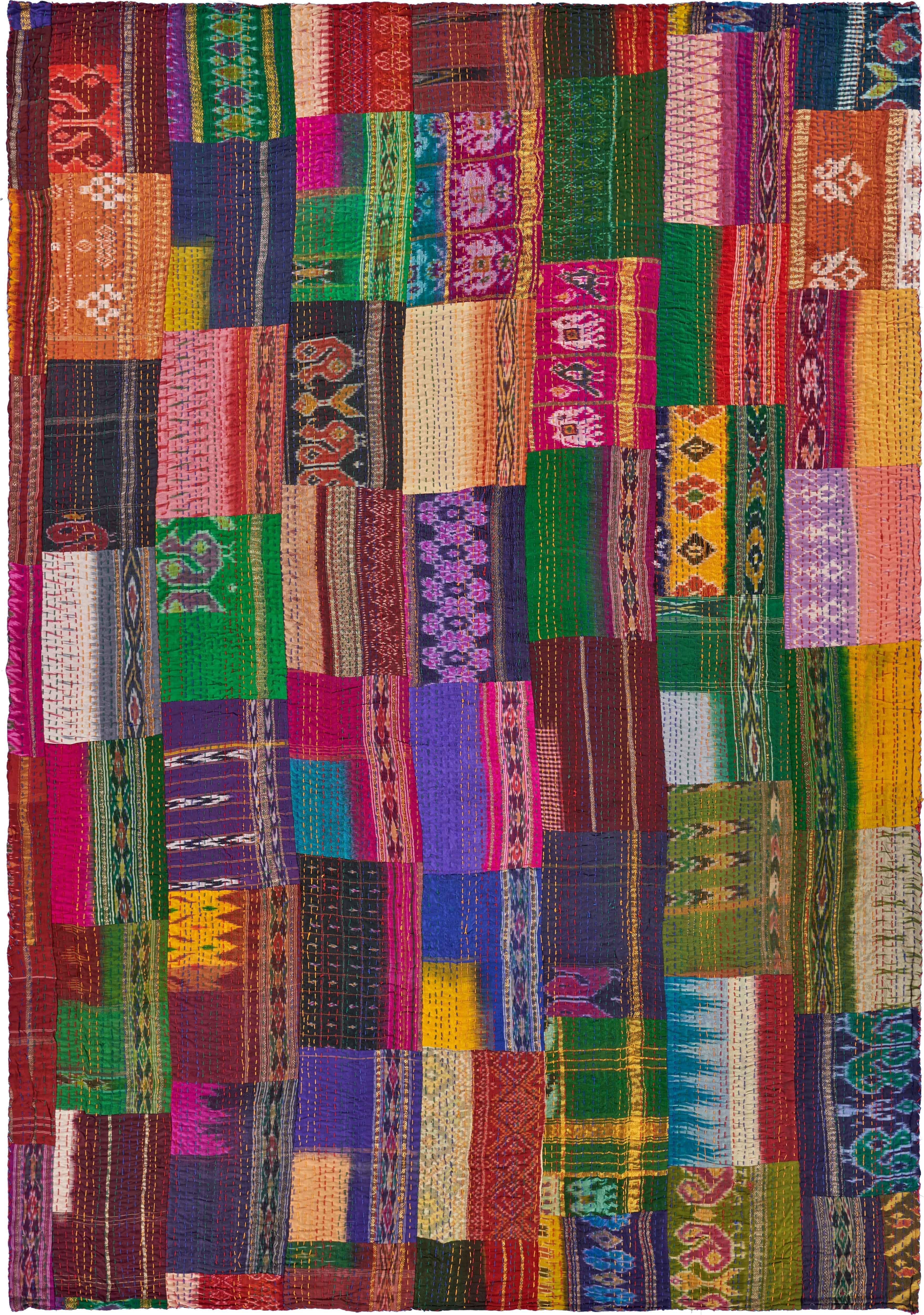 Rajani Home Handmade Kantha Silk Blend Throw Blanket