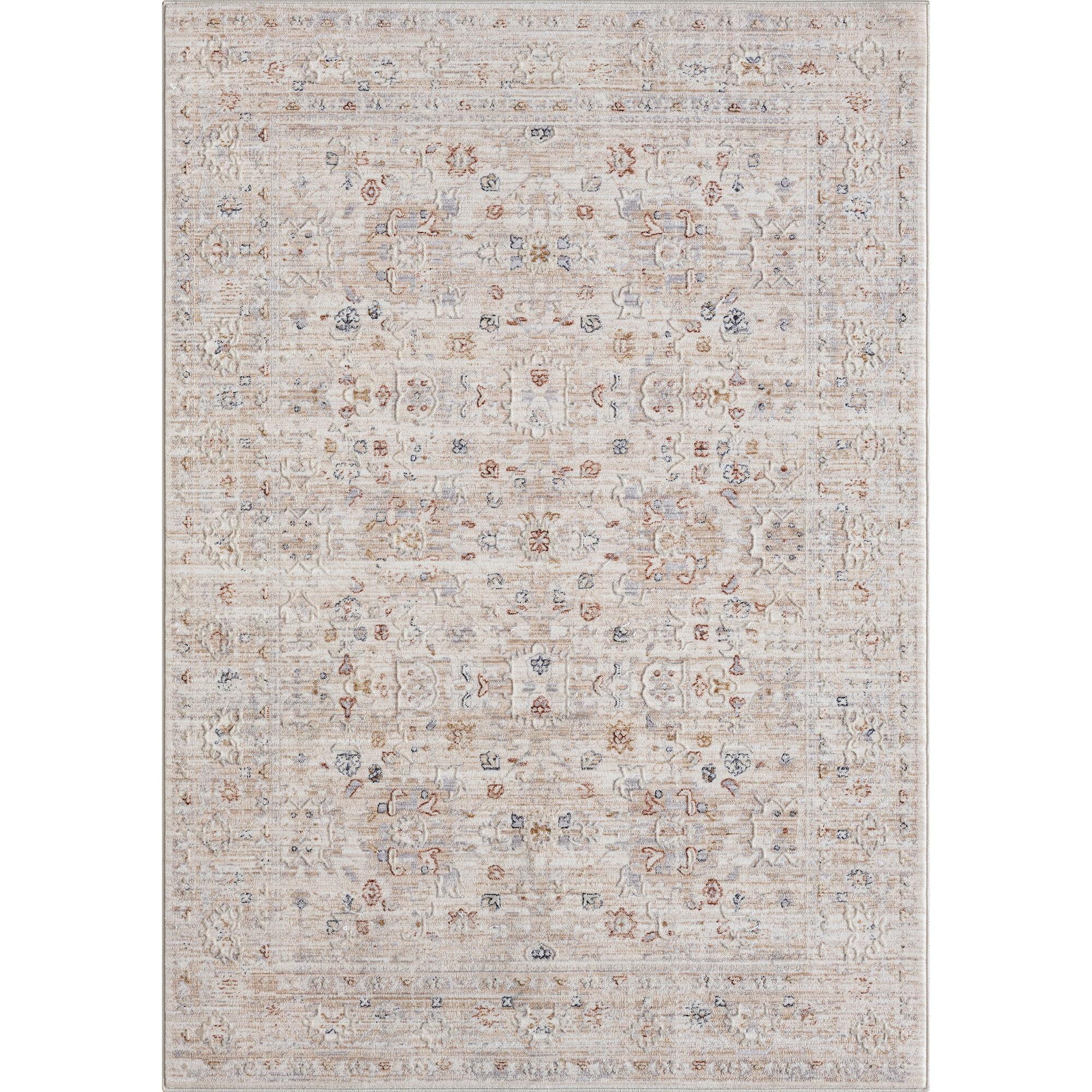 Lellani Blue and Beige Rectangular Synthetic Kids Area Rug, 8' x 10'