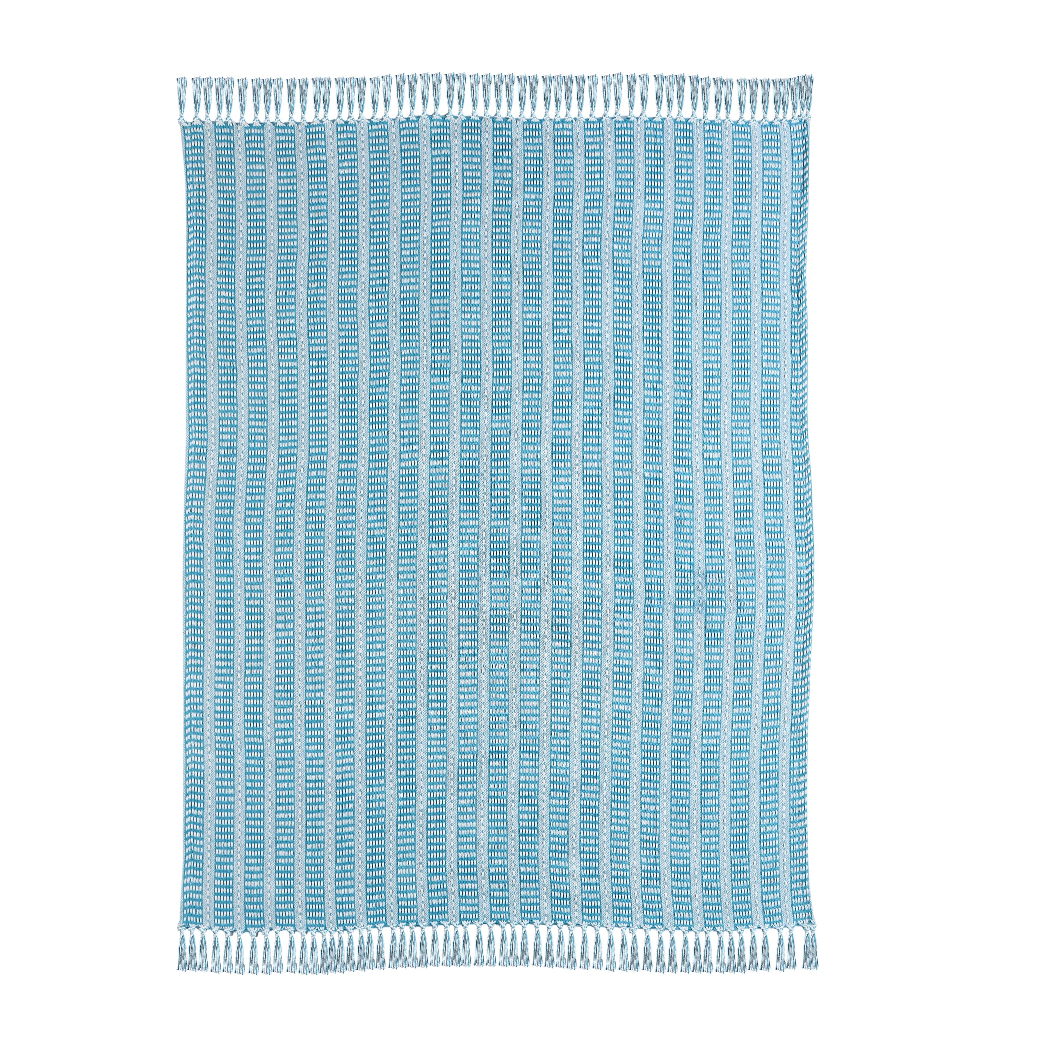 Ox Bay Maui Blue Striped Lightweight Knit Throw Blanket, 50" x 60"