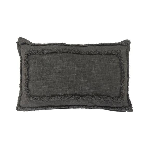Ox Bay Modern Tufted Solid Lumbar Throw Pillow, 16" x 24" , Gray