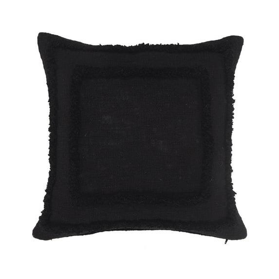 LR Home Modern Tufted Solid Black Throw Pillow