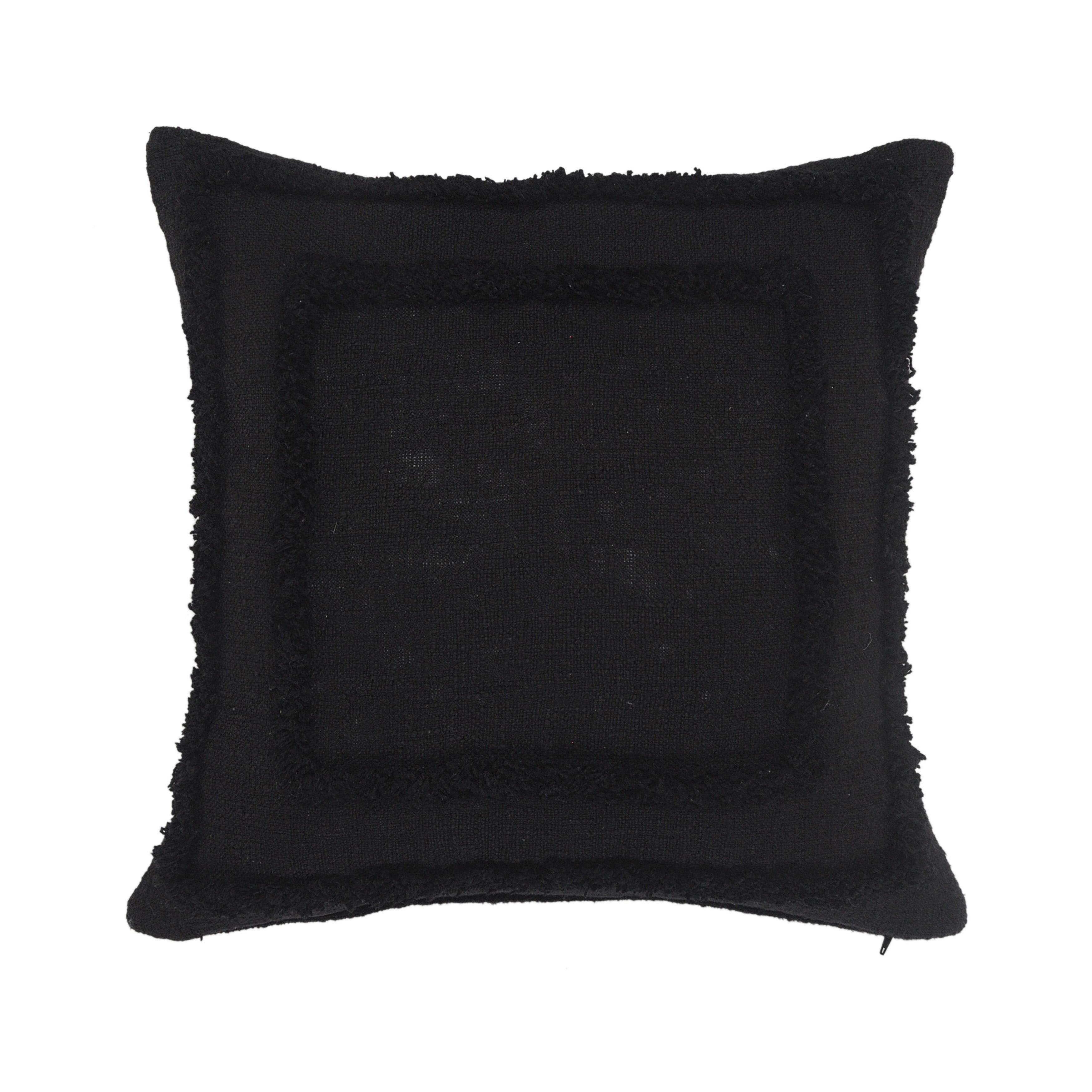 Ox Bay Modern Tufted Solid Throw Pillow, 20" x 20", Black
