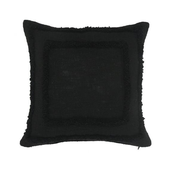 Ox Bay Modern Tufted Solid Throw Pillow, 20" x 20", Black