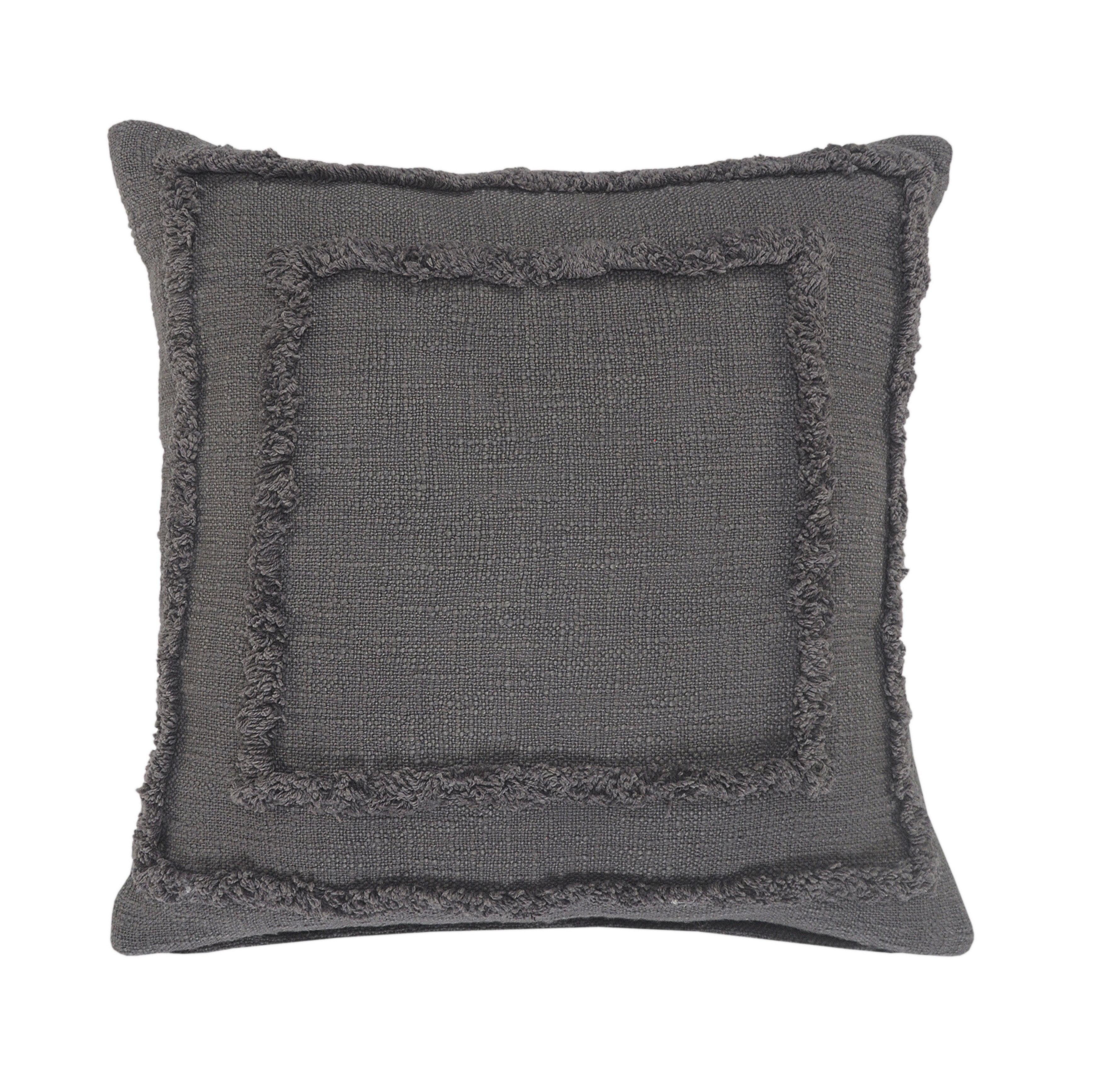 Ox Bay Modern Tufted Solid Throw Pillow, 20" x 20", Gray