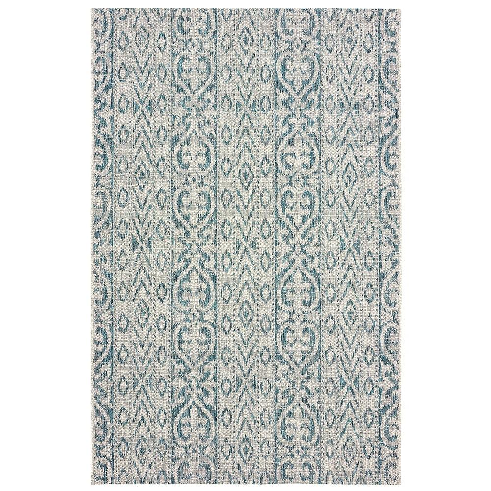 Blue Geometric Flat Woven Indoor Outdoor Rug, 3' x 5'