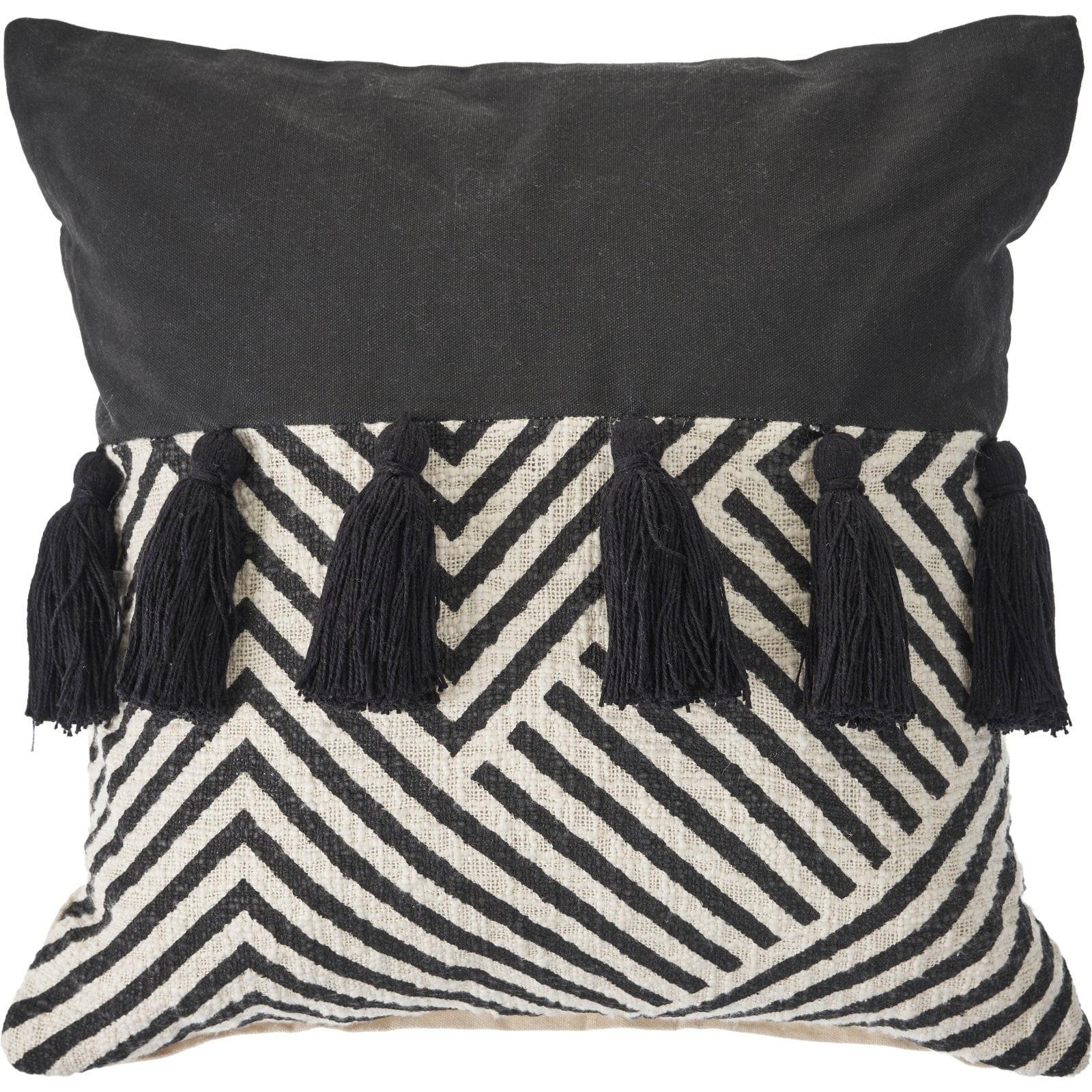 20" Black and White Chevron Throw Pillow