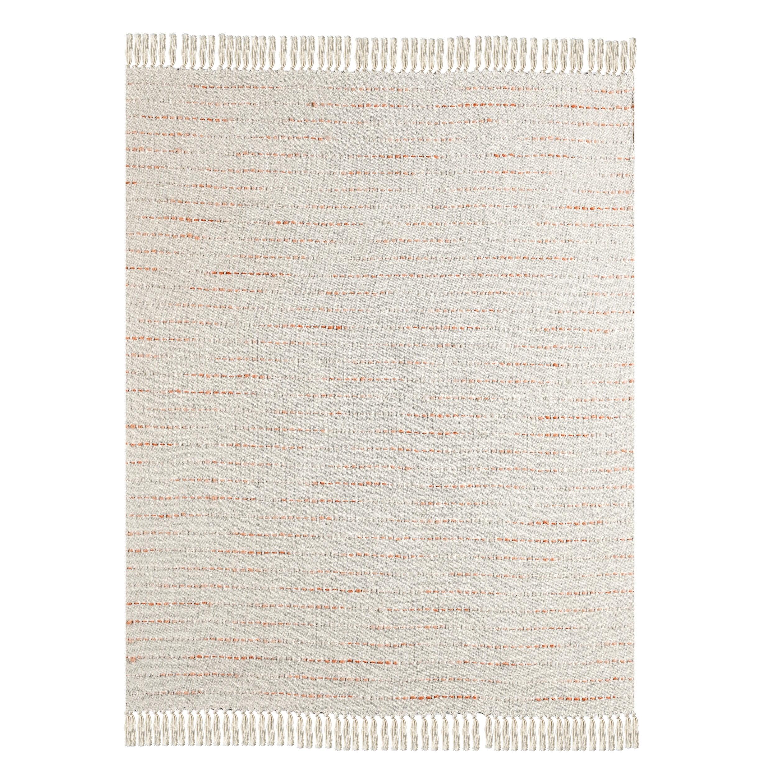 Deep Ombre Striped Handmade Woven Throw Blanket with Fringe