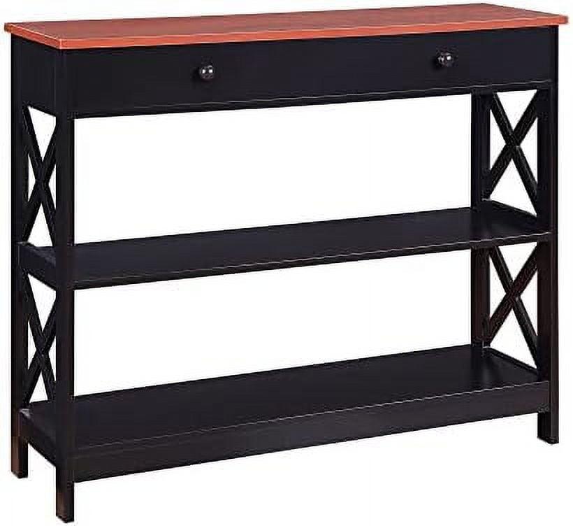 Oxford Cherry & Black Wood Console Table with Storage