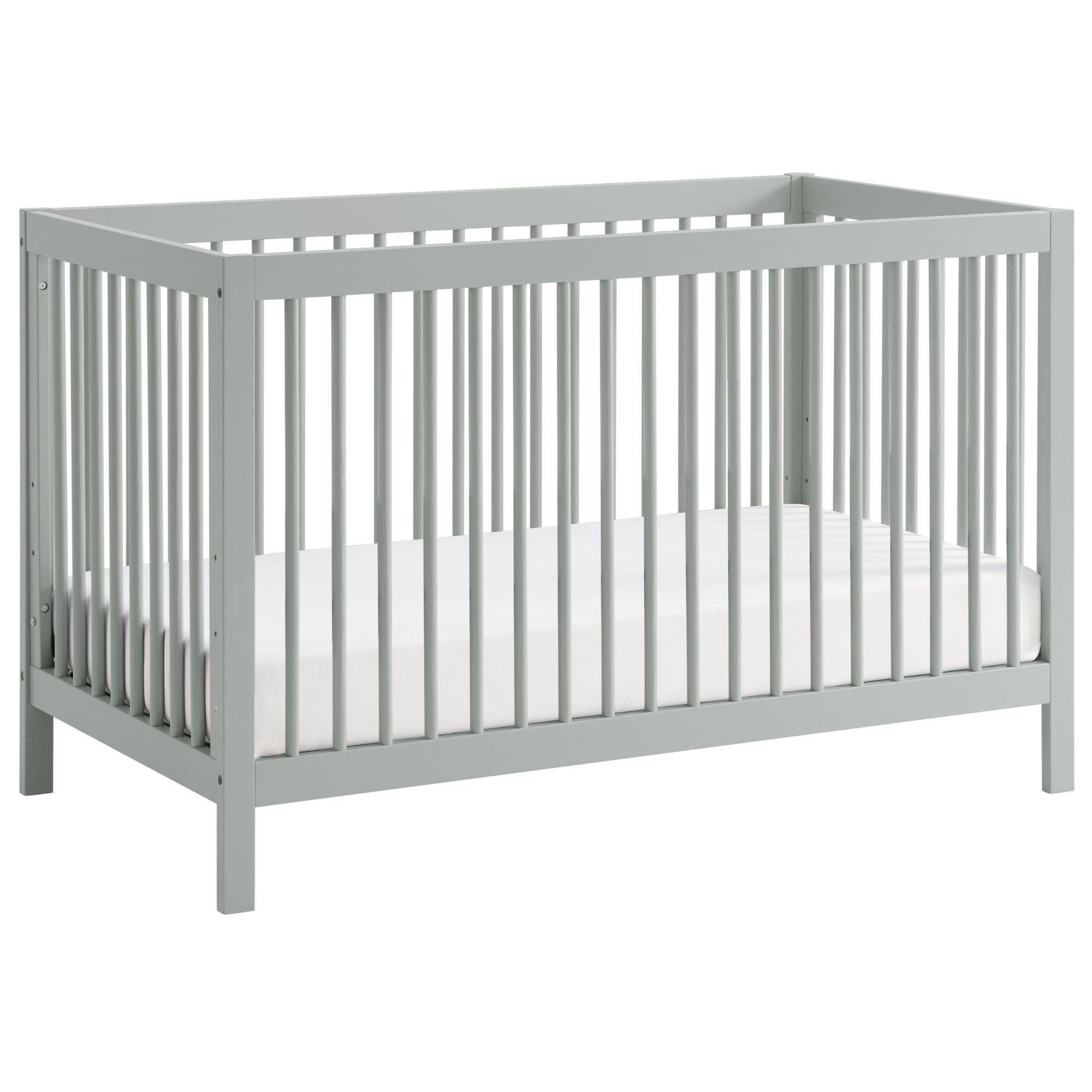 Gray Solid Wood 4-in-1 Convertible Crib with Round Spindles