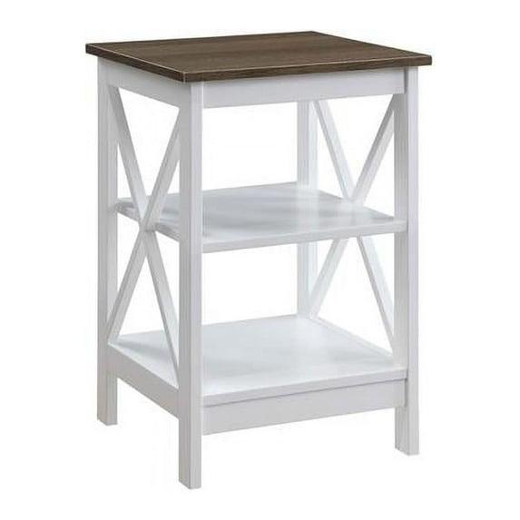 Xavier End Table with Open Shelves Driftwood/White