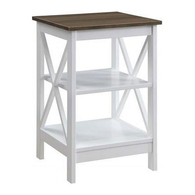 Xavier End Table with Open Shelves Driftwood/White