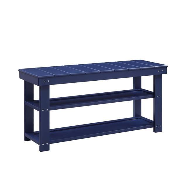 Convenience Concepts Oxford Utility Mudroom Bench with Shelves, Cobalt Blue