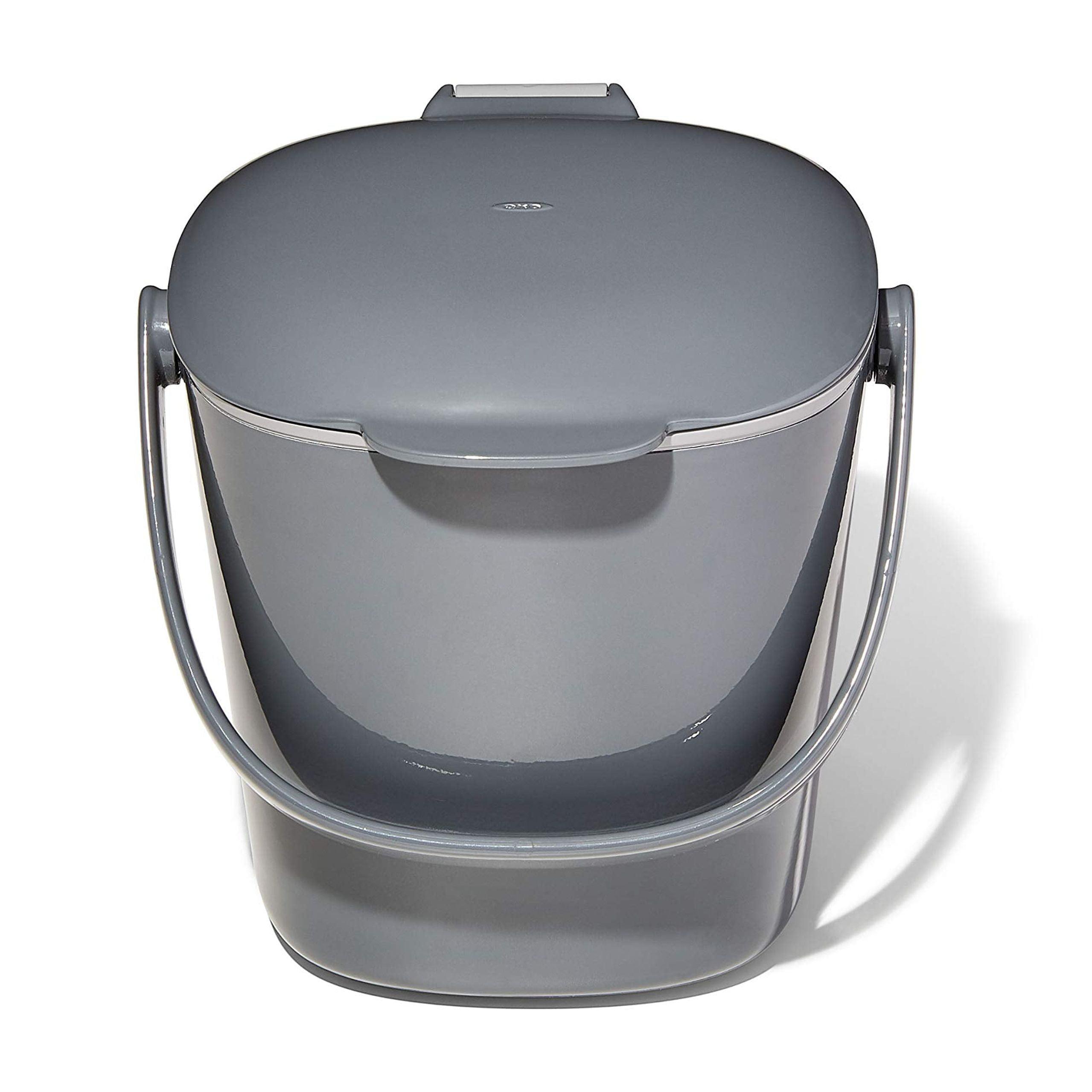 Charcoal Gray ABS Plastic Easy-Clean Compost Bin with Lid