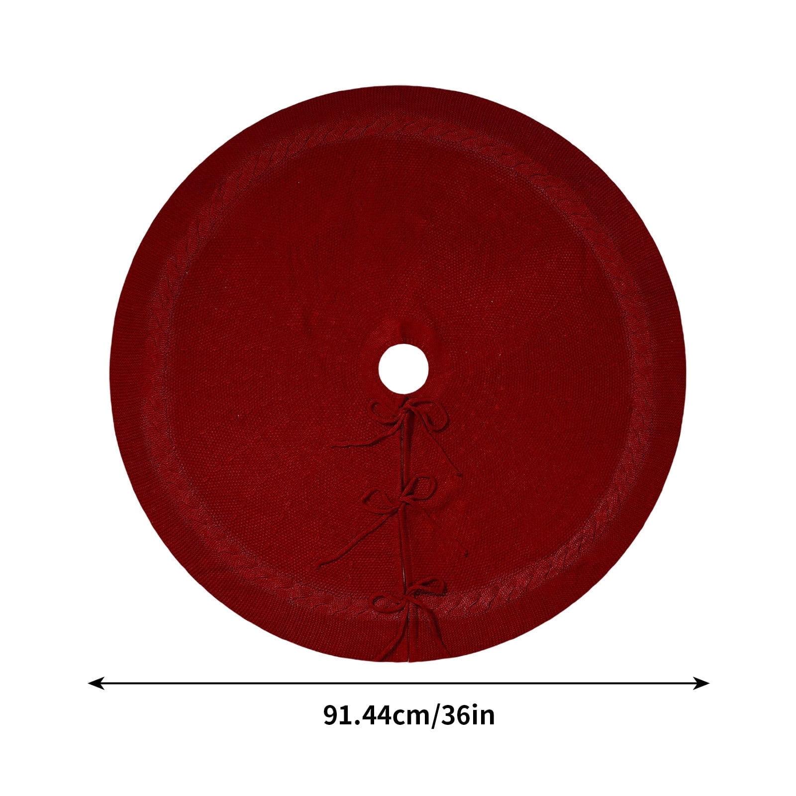 Zonao Christmas Knitted Tree Skirt Red Knitted Christmas Tree Skirt Ornaments