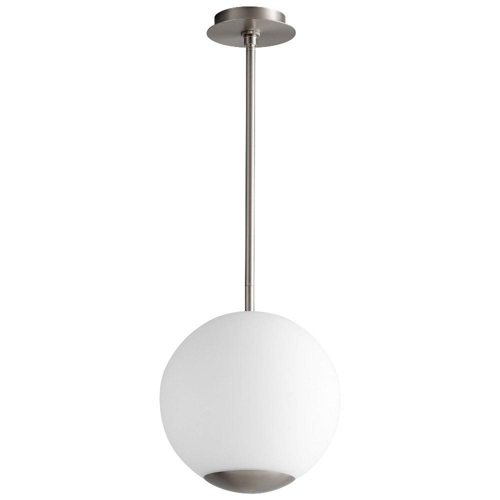 Terra 12" Matte Opal Globe LED Pendant in Satin Nickel