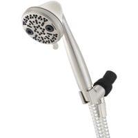 Brushed Nickel 3-Setting Handheld Showerhead with Pulse and Rain