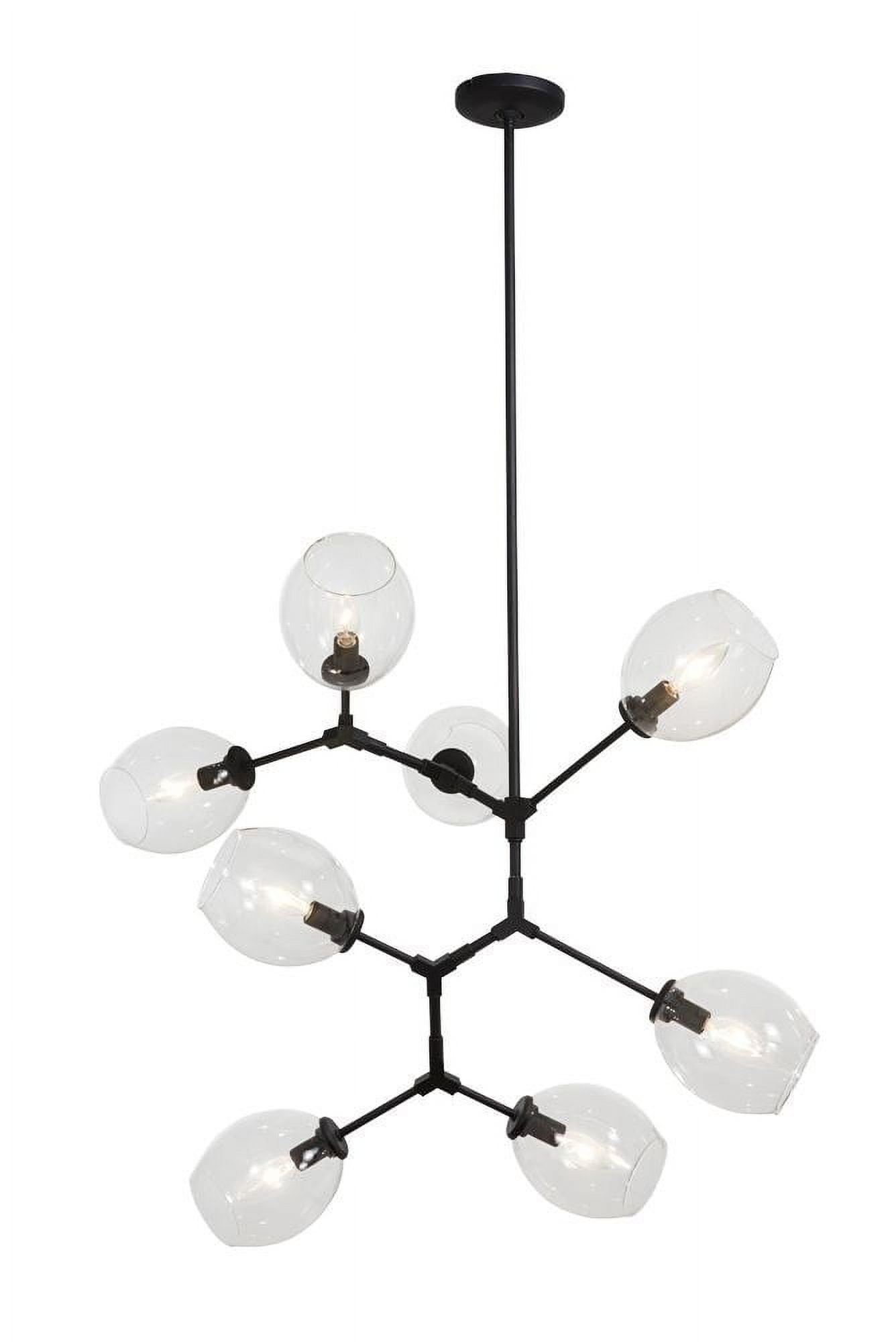 Coal and Nickel Sputnik 8-Light Chandelier with Clear Glass Shades