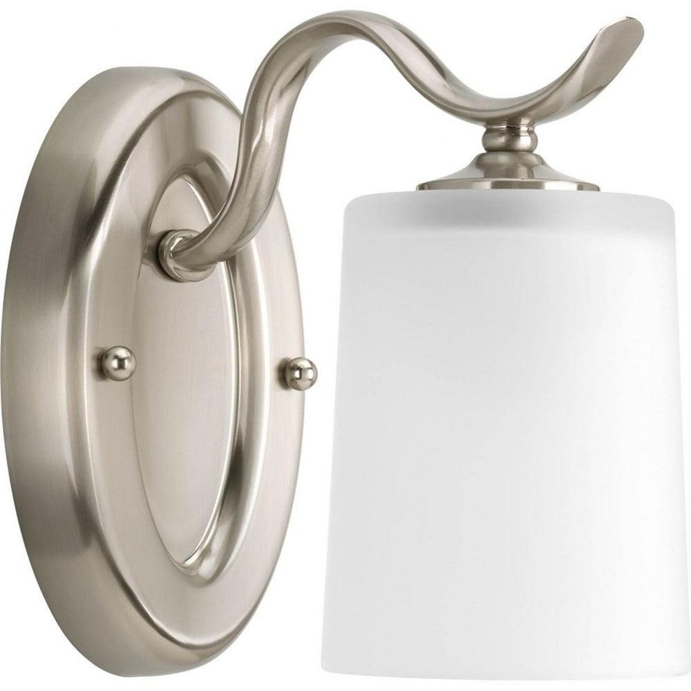 Progress Lighting Inspire 1-Light Wall Sconce, Brushed Nickel, Etched Glass Shade