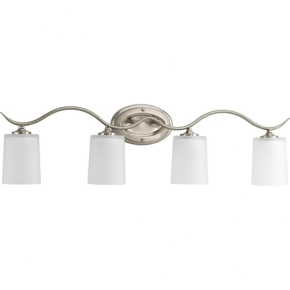 Progress Lighting Inspire 4-Light Wall Sconce, Brushed Nickel, Etched Glass Shades