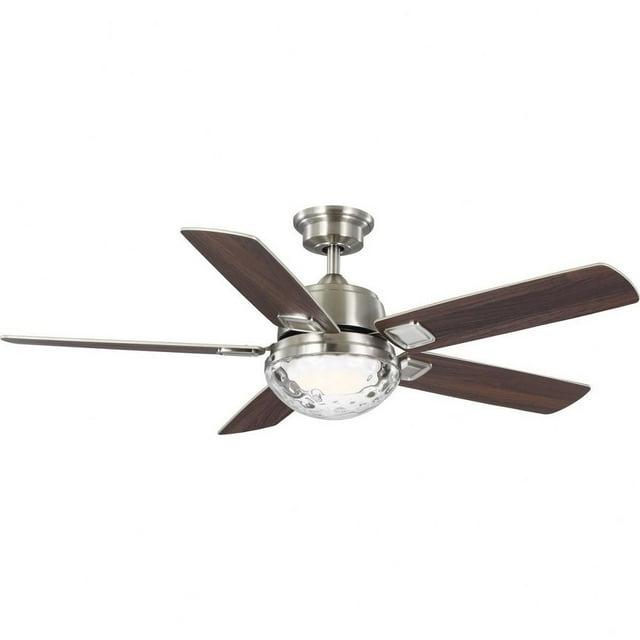 P250104-009-CS-Progress Lighting-Tompkins - 5 Blade Ceiling Fan with Light Kit-17 Inches Tall and 52 Inches Wide-Brushed Nickel Finish
