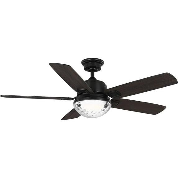 P250104-31M-CS-Progress Lighting-Tompkins - 5 Blade Ceiling Fan with Light Kit-17 Inches Tall and 52 Inches Wide-Matte Black Finish