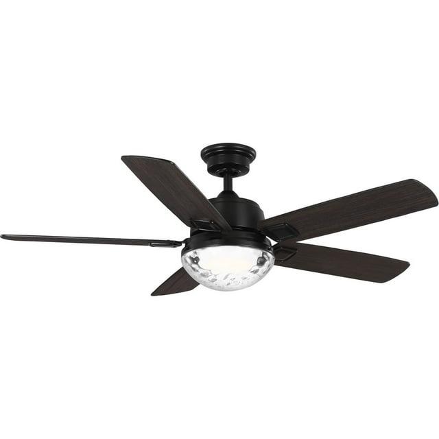 P250104-31M-CS-Progress Lighting-Tompkins - 5 Blade Ceiling Fan with Light Kit-17 Inches Tall and 52 Inches Wide-Matte Black Finish