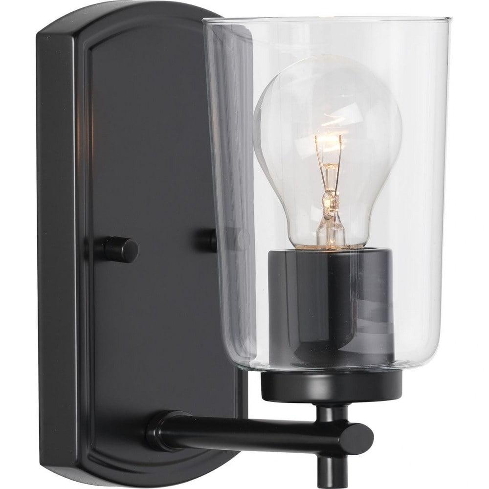 Progress Lighting Adley 1-Light Bath Wall Light, Black Finish, Clear Glass Shade