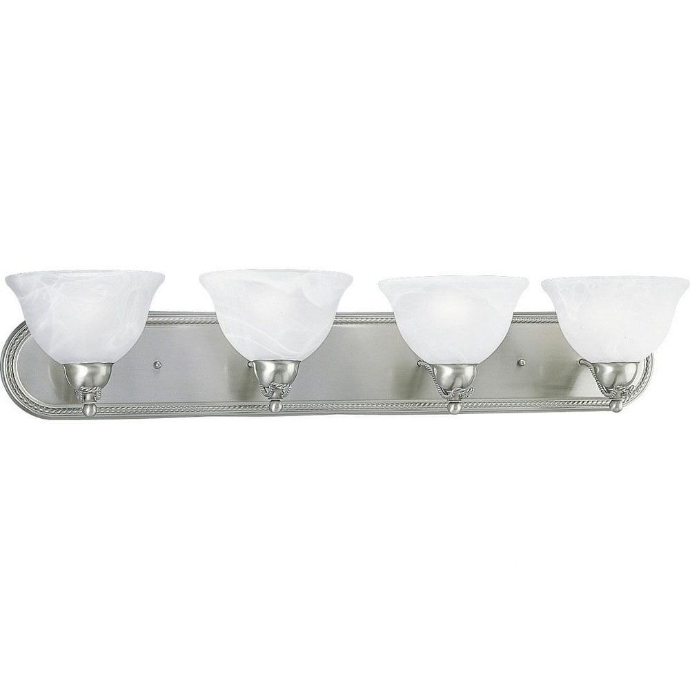 Progress Lighting Avalon 4-Light Bath Bracket, Brushed Nickel, Alabaster Glass Shade