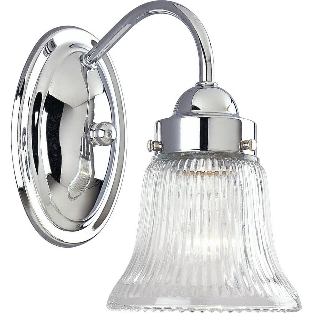 Fluted Glass Collection One-Light Polished Gray Clear Prismatic Glass Traditional Bath Vanity Light