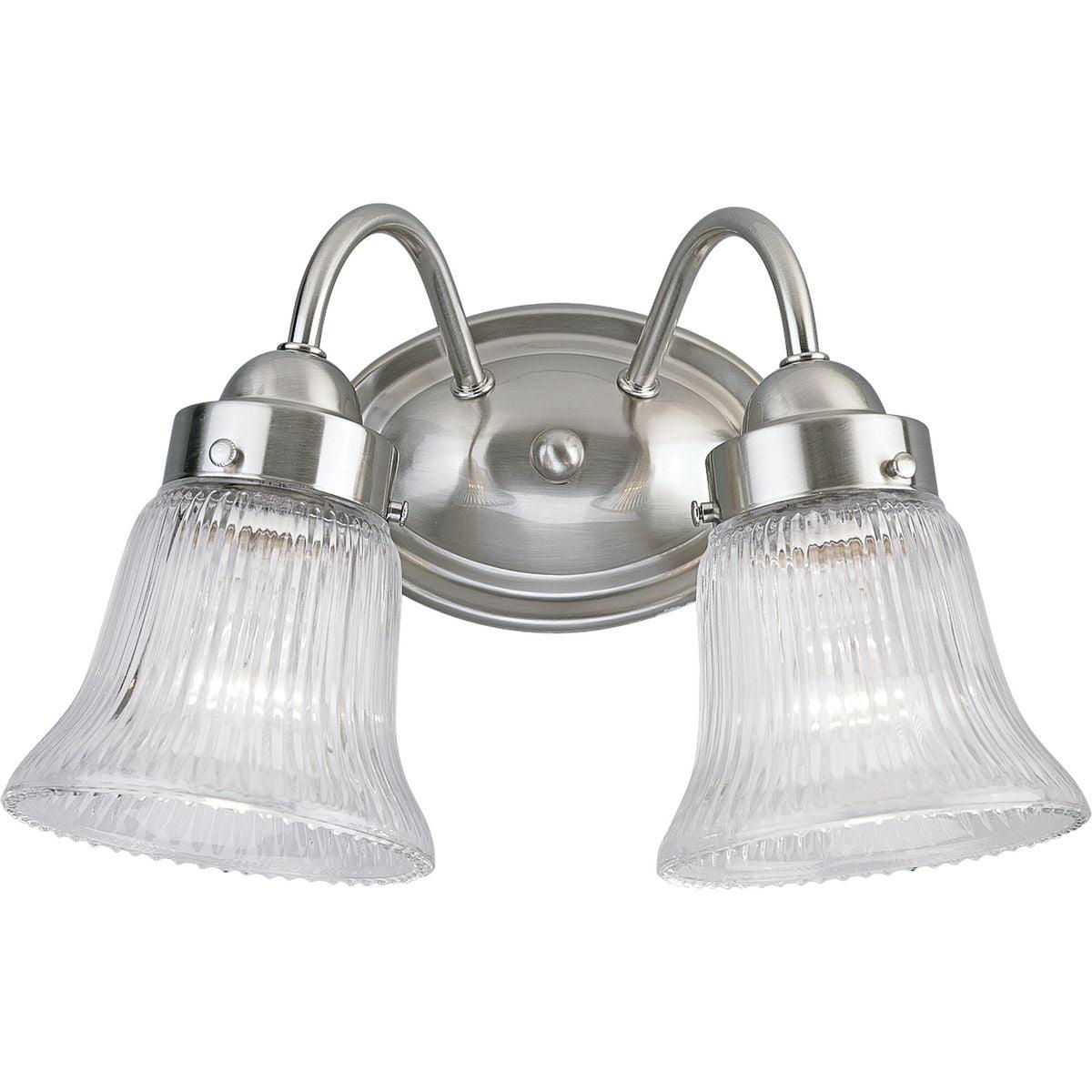 Progress Lighting, Bratenahl, 2-Light, Bath & Vanity, Brushed Nickel, Fluted Glass Collection