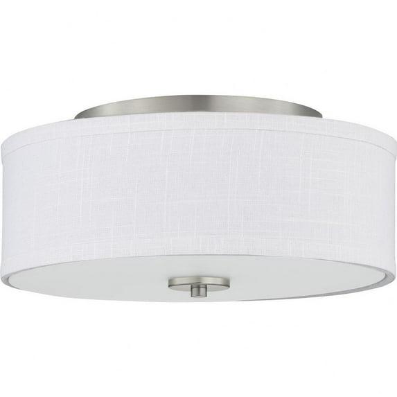Progress Lighting Inspire Collection 1-Light LED Flush Mount in Brushed Nickel with Summer Linen Shade