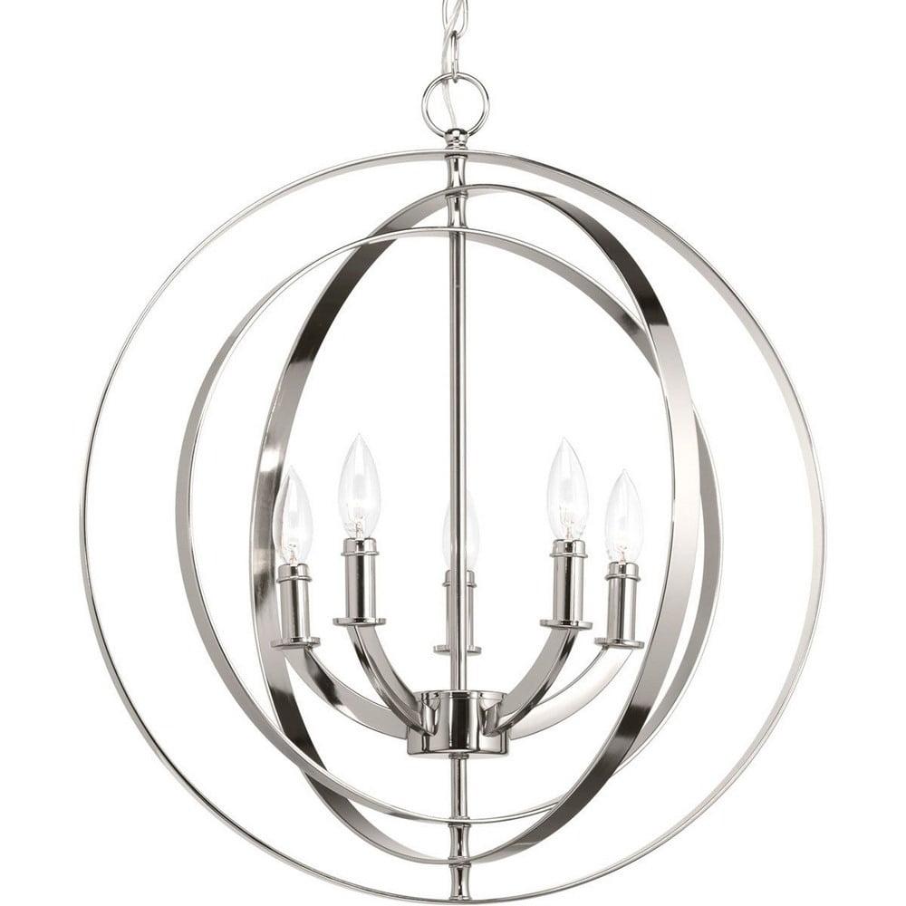 Progress Lighting Equinox 5-Light Chandelier Pendant, Steel, Polished Nickel, No Shade