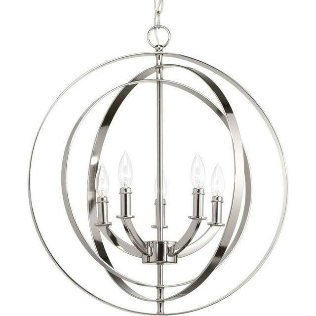 Progress Lighting Equinox 5-Light Chandelier Pendant, Steel, Polished Nickel, No Shade