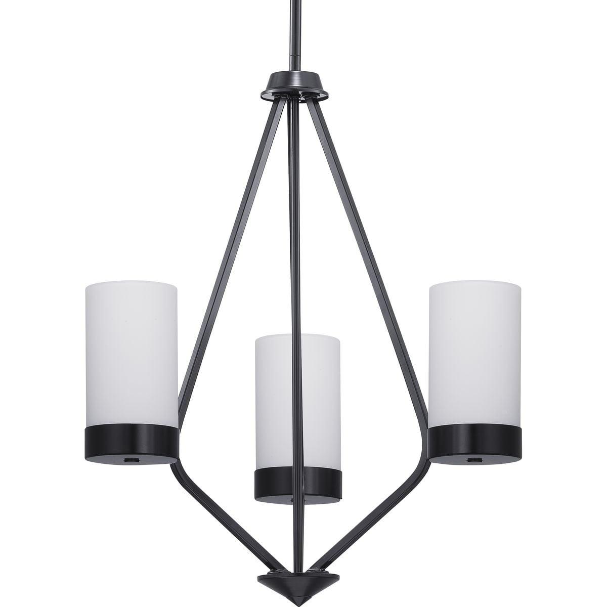 Progress Lighting Elevate Collection 3-Light Chandelier, Matte Black, Glass Shades