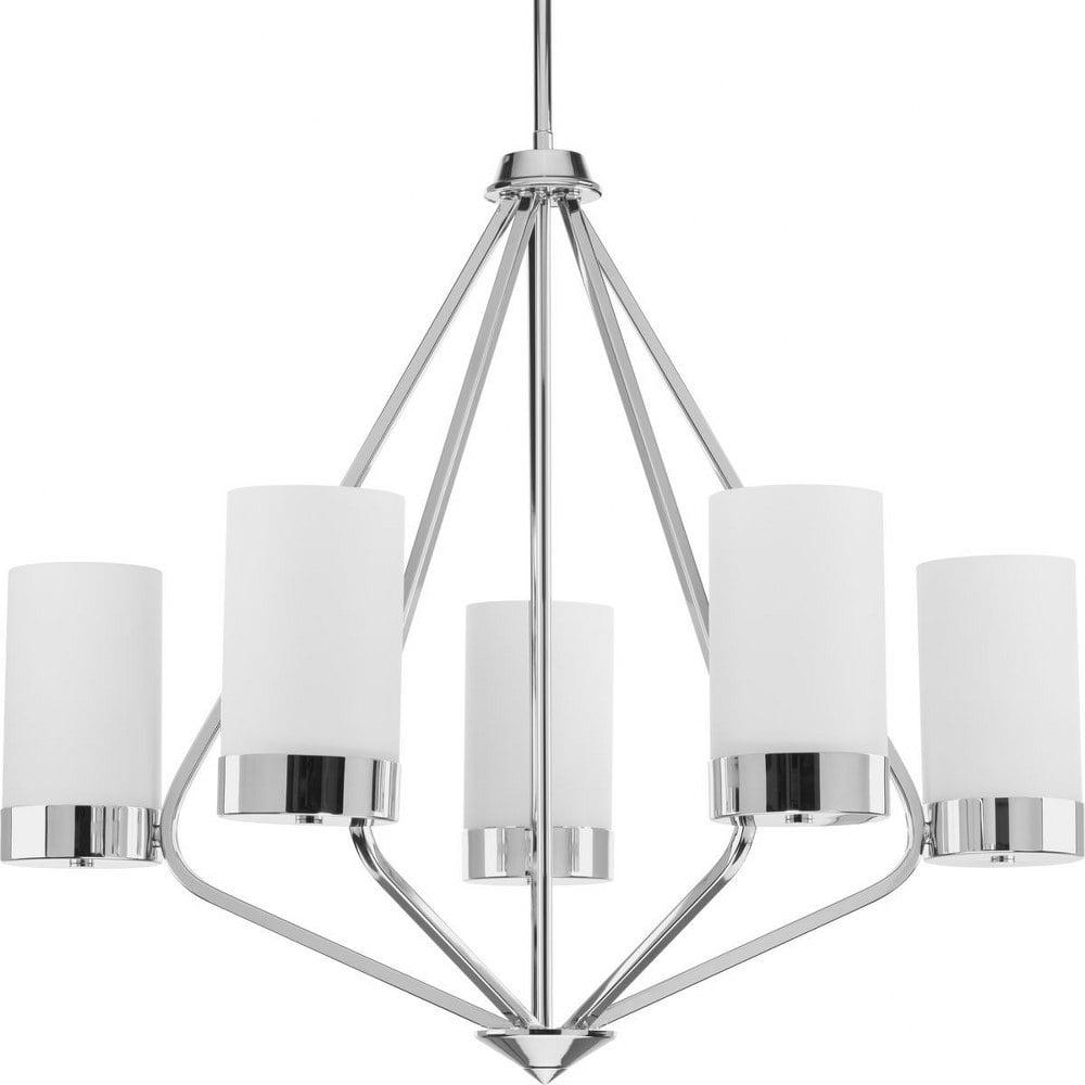 Progress Lighting Elevate 5-Light Chandelier, Polished Chrome, Glass Shades