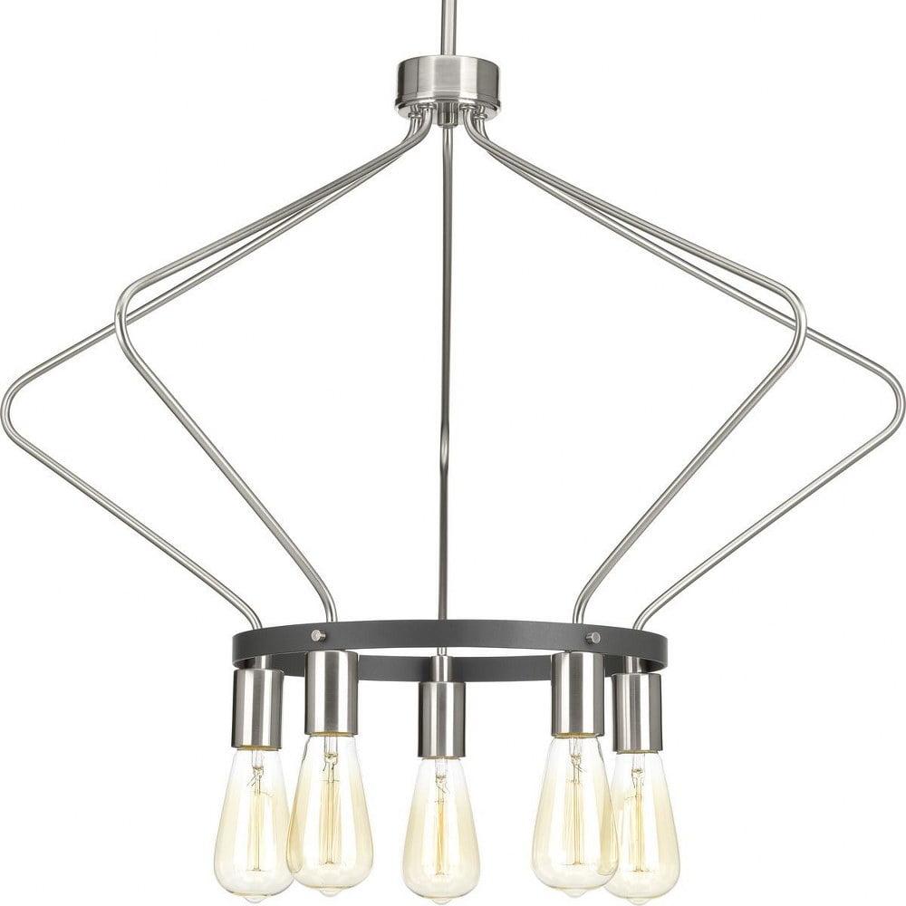 P400105-009-Progress Lighting-Hangar - Chandeliers Light - 5 Light in Farmhouse style - 30 Inches wide by 19.75 Inches high-Brushed Nickel Finish