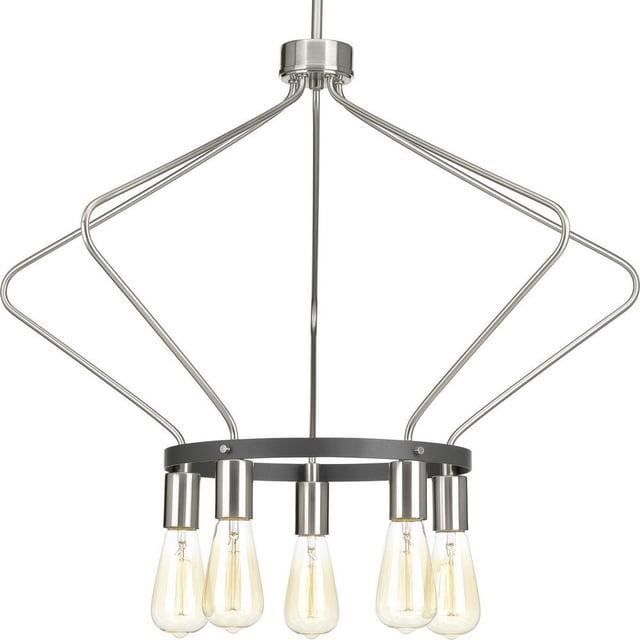 P400105-009-Progress Lighting-Hangar - Chandeliers Light - 5 Light in Farmhouse style - 30 Inches wide by 19.75 Inches high-Brushed Nickel Finish